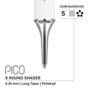 Vertix Pico Cartridges 0.25mm 5 Round Shader Long Taper Needle - 20pcs