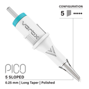 Vertix Pico Cartridges 0.25mm 5 Round Liner Sloped Long Taper Needle - 20pcs