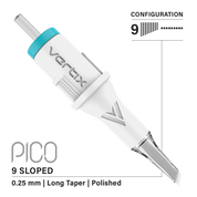 Vertix Pico Cartridges 0.25mm 9 Round Liner Sloped Long Taper Needle - 20pcs